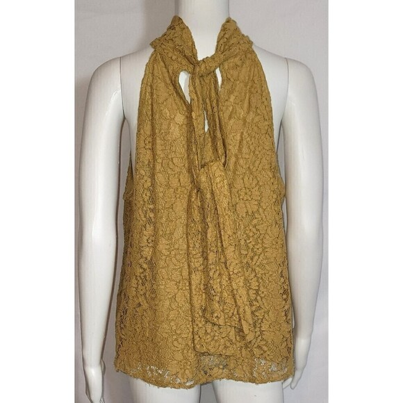 Worthington High Neck Sleeveless Lace Blouse - Size L - Picture 5 of 9